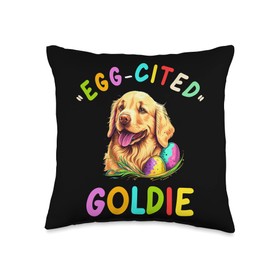 golden retriever fans of chocolate egg hunt Golden Retriever Lovers Costume Easter Eggs Funny Throw Pillow, 16x16, Multicolor