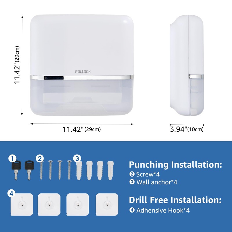 Pollock Commercial Paper Towel Holder Dispenser, Large Capacity