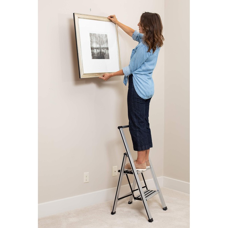 BIRDROCK HOME 2 Step Ladder | Folding Anti-Slip Step Stool,