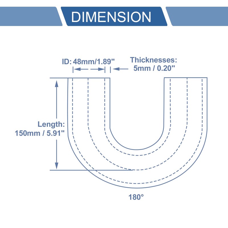 X AUTOHAUX 1 Pcs 48mm/1.89" ID 150mm/5.91" Length 180 Degrees