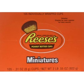REESE'S Miniatures Milk Chocolate Peanut Butter Cups 0.31 oz 2 lb (105 Pieces)