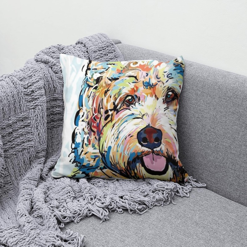 The Beach Stop Decorative Watercolour Bichon Frise Dog Scatter Cushion