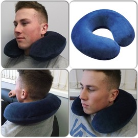 Motionperformance Essentials Super Velour Luxury Memory Foam Comfort Neck Support Cushion (Travelling, Car, Plane, TV, Reading) (Blue)