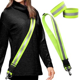Jidyllic Reflective Sash,Reflective Running Gear High Visibility Reflective Belt Adjustable Reflective Belt Running Vest with 2 Reflective Armbands for Night Walking Cycling Running Accessories