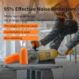 GOL-SIV 200 Pairs Foam Ear Plugs - 38dB(NRR 33dB) Noise Reduction Disposable Earplugs for Shooting, Sleeping, Work & Construction Site