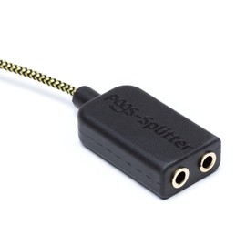 POGS-Splitter cable | 3.5 mm audio music sharing Cable | Connects audio cables of any 2 headphones (not included) to one audio source | 25 cm Anti-tangle fabric cable (black)