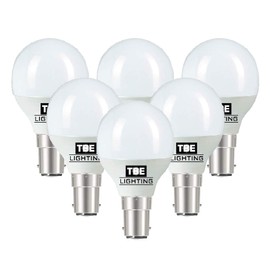 TBE Lighting LED G45 Golf Ball Bulbs - Pack of 6 - B15 / SBC/Small Bayonet Cap - 5w - Daylight White 6000K - 450 Lumens