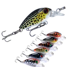 MMSGA Wobbler Fishing Lure, Artificial Bait with Hooks, Hard Bait, Three Hooks, Realistic 3D Eyes, Floating Bionic Fishing Lure for Sea Fishing and Fishing in the Lake, Pack of 6 with Fishing Box