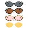 LJCZKA Trendy Oval Sunglasses Women Men Stylish Small Oval Round