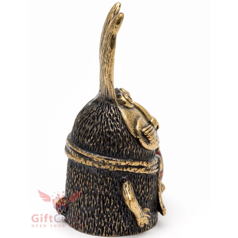 Solid Brass amber Figurine bell of Hare Rabbit Krosh IronWork