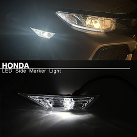 NJSBYL Civic Side Marker Light For Honda Civic Sedan Coupe Hatchback 2016 2017 2018 2019 2020 2021 2022 Side Marker Turn Signal Lights Kits (clear lens side marker light OEM)