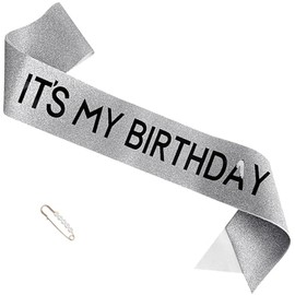 ZHBDPaty "It's My Birthday" Glitter Sash - Birthday Decorations for Women, Birthday Girl, for Birthday Party Supply Accessories (Silver2)