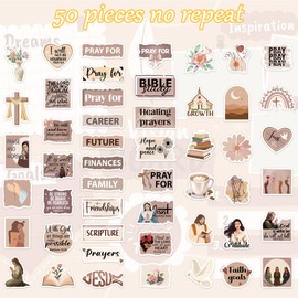 Boho Prayer Bible Stickers, 50 Pcs Inspirational Sticker, Pray Decals for Vision Board Journaling Scrapbook Laptop Cup, Motivational Quotes Christian DIY Gifts