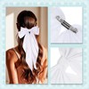 Large Hair Bow Clips for Women, White Silky Satin Hair