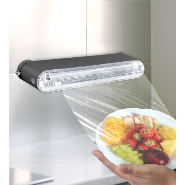 Plastic Wrap Dispenser With Cutter, Reusable Cling Film Dispenser, Cling