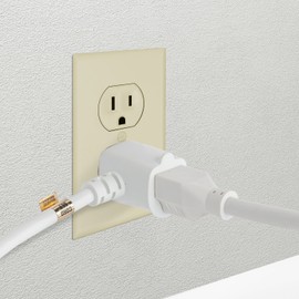 Maximm Cable 2 Pack 6 Foot Angled Indoor Extension Cord/Wire, 2 Outlet Piggyback Extension Cord - White - UL Certified