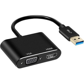 BONACHAN Adaptador USB a VGA y HDMI, Adaptador USB 3.0/2.0 to 4K HDMI/HD 1080P VGA, Convertidor de Vídeo Multipantalla - PC Portátil Windows 7/8/8.1/10, Escritorio, Portátil, PC, M-Proyector,HDTV (1)