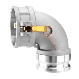 Venussar Type DA Cam and Groove Hose Fitting, 90 Degree Elbow, 4" Female Camlock x 4" Male Camlock, 100PSI, Aluminum Material, DA4040