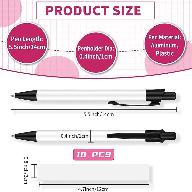 Nvanvmm Sublimation Pen Blank Sublimation Ballpoint Pen DIY Office School