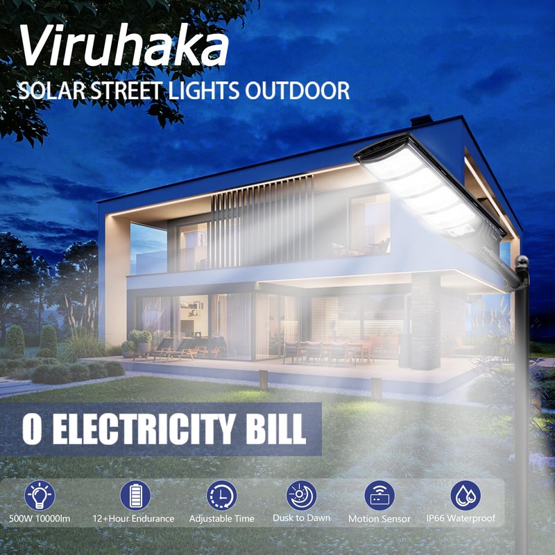 Solar Street Lights Outdoor Waterproof, LED Dusk to Dawn Solar