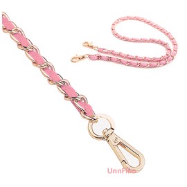 UnnFiko 43" DIY Chain Crossbody Strap, Handmade Handbag Chains Accessories Purse Straps Shoulder Cross Body Replacement Straps (Pink & Gold, Metal Chain)