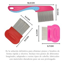 Set de 3 Peines para Piojos Liendres Profesional Incluye Peine con Mango Ergonómico Peine Corto Peine Largo Kit Infantil Ideal para Uso Diario Higiene