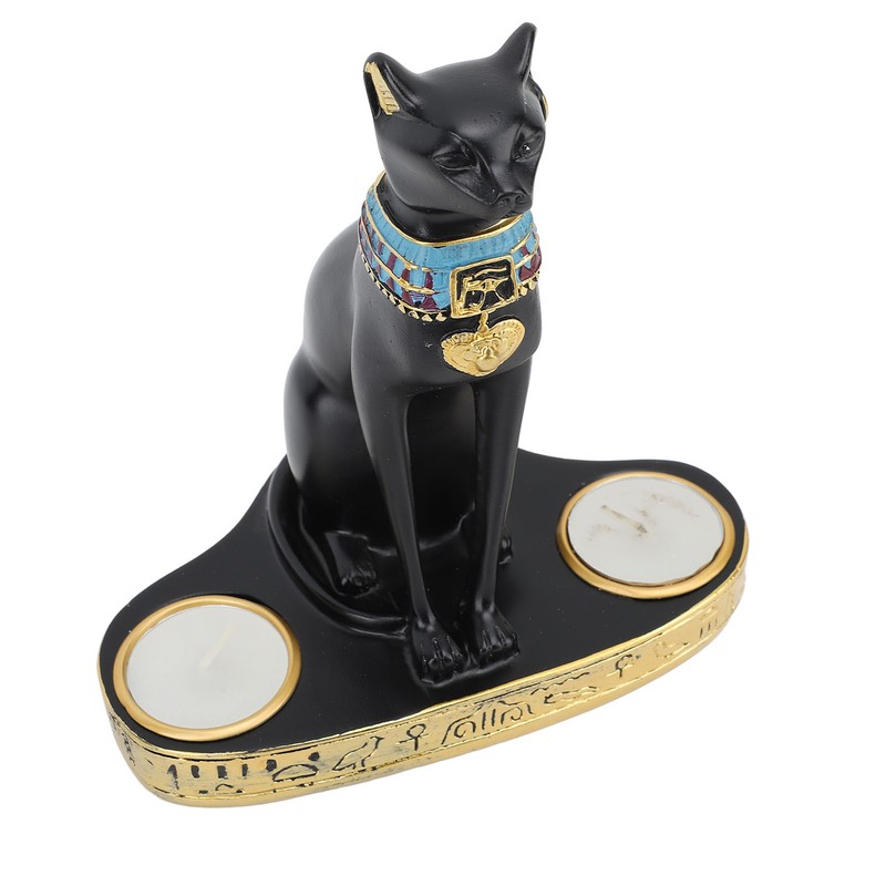 Egyptian Cat Candle Holder Decorative Resin Egyptian Cat Candlestick Exquisite