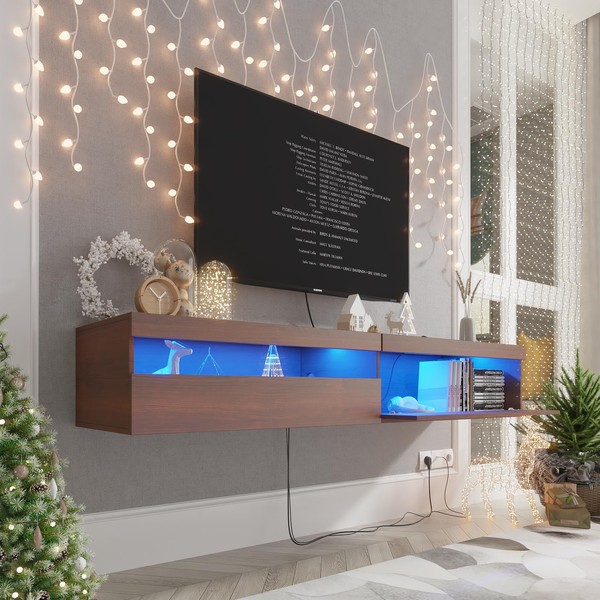 ANTISTA Floating TV Stand with Led Lights, 71 inch Wall