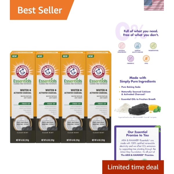 Unbranded Whitening and Breath Freshening Charcoal Toothpaste - 4 Tubes