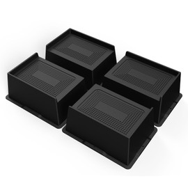 MYMULIKE Bed Risers 3 Inch Heavy Duty, Oversized Furnitures Risers 3 inch Support 6000 lbs, Bed Table Rising Blocks, Fits for Couch, Sofa, Chair, Furniture Lifts (Black 4 Pack, 3 inch)