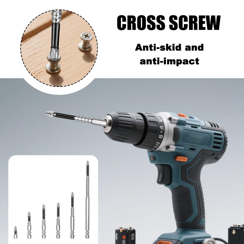 6PCS High-Magnetic Screwdriver Bits, 25–150 mm Anti-Slip Set for Impact