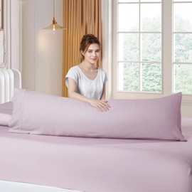 LOVSTOY Cooling Pillow Cases Body Size, Breathable Cool Pillowcases for Hair Skin and Hot Sleepers, Soft Silky Summer Pillow Cover with Envelope Closure, Purple, 20"x54"