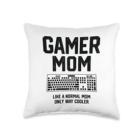 Smarty Pants Designs Mom, Funny pc Gamer Mother's Day Gift Throw Pillow, 16x16, Multicolor