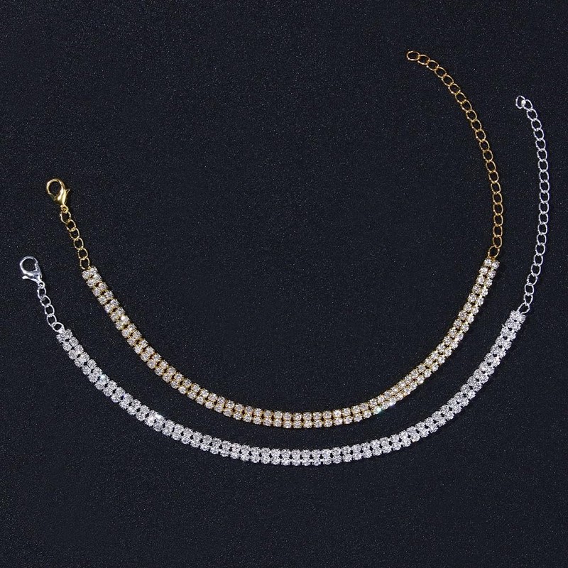 Silver Ankle Bracelets for Women Waterproof Sparkly Gold Anklets Tennis
