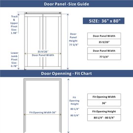 BARNER HOME Bifold Door, 6-lite Panel Closet Door for 36"x 80" Opening, Core Hollow Folding Doors with Hardware Kits, MDF, White Interior Doors