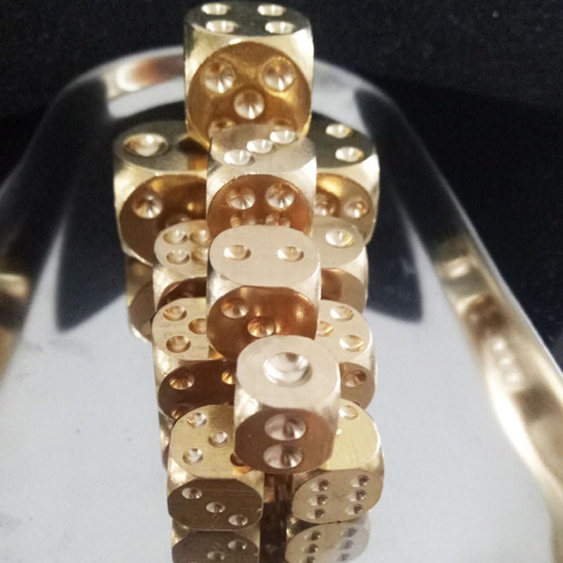 Wisafory Set of 4 Brass Dice Set, Six Sided Play