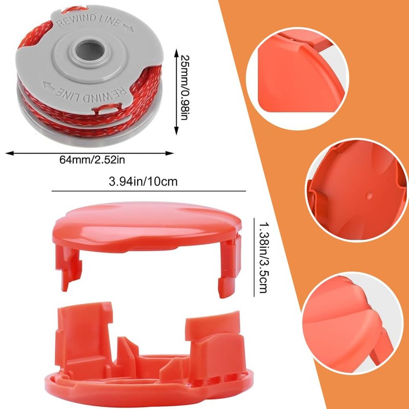 Txdzking 3 Strimmer Spool Line 1 Caps Compatible with Flymo