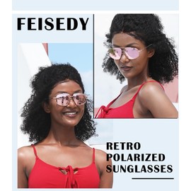 FEISEDY Vintage 70s Glasses Polarised Men Women Sunglasses with Metal Frame and UV400 Protection B2364, Rose Gold