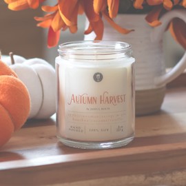 Jarful House Fall Candle Autumn Harvest, Natural Soy Wax, Bakery Scent Apple Cinnamon Maple Bourbon Orange Coconut Vanilla, Long Lasting +40 Hours Burn Time