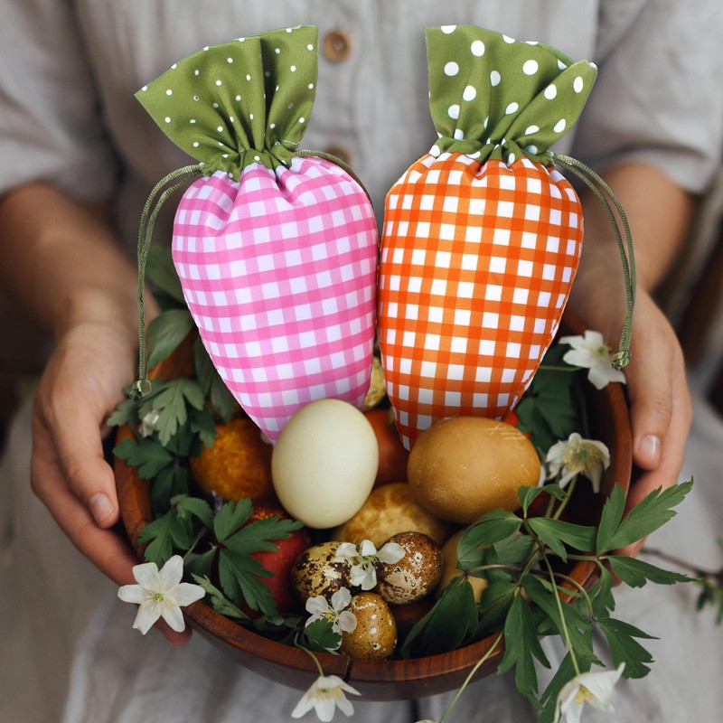 SilTriangle 24 Pcs Easter Carrot Shaped Treat Bags Easter Basket