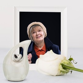 White Tear Drop Small/Mini Urns for Human Ashes with Silver Heart (3 Inch Height) - Unique Medium/Mini Urn - Decorative Urns - Cremation Urn - Keepsake Urn - Funeral Urn - Small Pet Urn - ERN