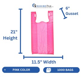 Burgundy HDPE T-Shirt Plastic Bags for Retail, Groceries, Merchandise, Convenience Store, Supermarket, Restaurant - 1/6 BBL, 11.5"X6"X21" - Pack of 1000 Bags, 13 Microns - Unprinted (Burgundy)