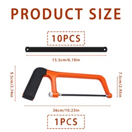 11PCS Hacksaw for Metal Cutting,with 20 Exchangeable, Heavy Duty Mini Handheld Saw with Adjustable Frame for Cutting PVC Pipe, Tile, Heavy Duty Compact Hacksaw Tool for DIY & Repair