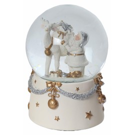 Musical Santa with Silver Tree and Sack Snow Globe Water Ball Plays We Wish You a Merry Christmas 15cm Tall