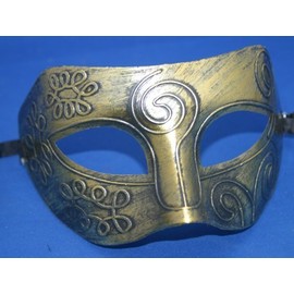 Mens Adult Gold Masquerade Greek Roman Facial Mask For Fancy Dress Masked Ball