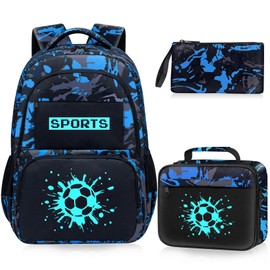 Fitvc School Backpack for Boys - Boys Backpack for Kids Children Teens Elementary Middle School - 17″ Gamer Bookbag Travel Back Pack for Age 6-18