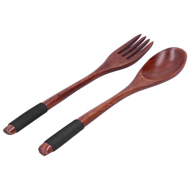QANYEGN Wooden Spoon Fork Soup Set, Reusable Handmade Flatware Set,