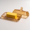 Champagne Color Glass Butter Dish with Lid, Covered Butter Stick