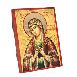 NKlaus Seven Arrows Mother of God Christian Wooden Icon 16 x 12.5 cm Handmade 37024