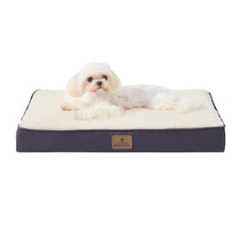 Bedfolks Orthopedic Dog Bed for Small Dogs - Egg Foam Dog Crate Bed with Removable Waterproof Cover, Pet Bed Mat Suitable for Dogs and Pets Up to 20 lbs (24 x 16 x 3 inches, Grey)
